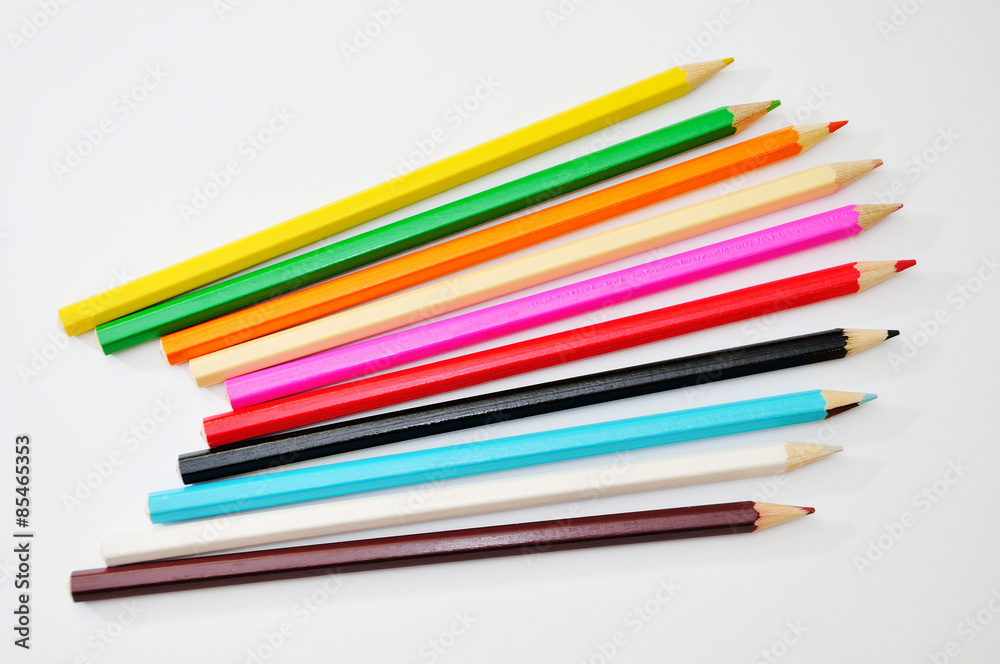 A set of colored pencils A set of colored pencils