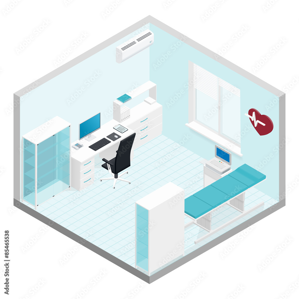 Cabinet cardiologist isometric room set