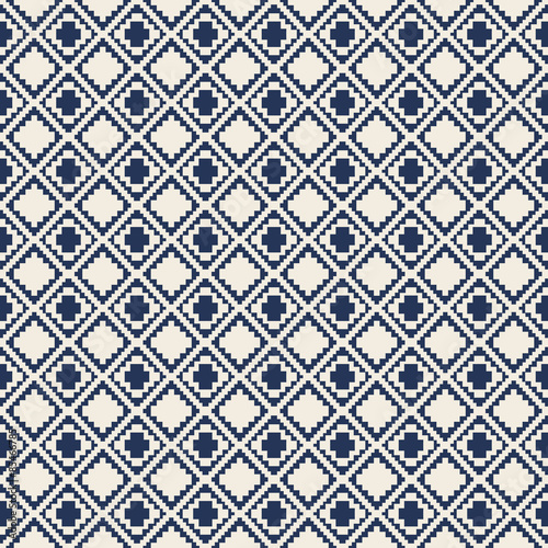 Seamless vintage pixel diamond check pattern background.
