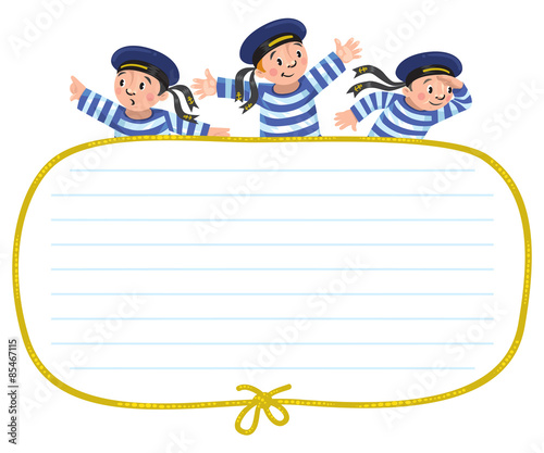 Banner or card with happy sailors
