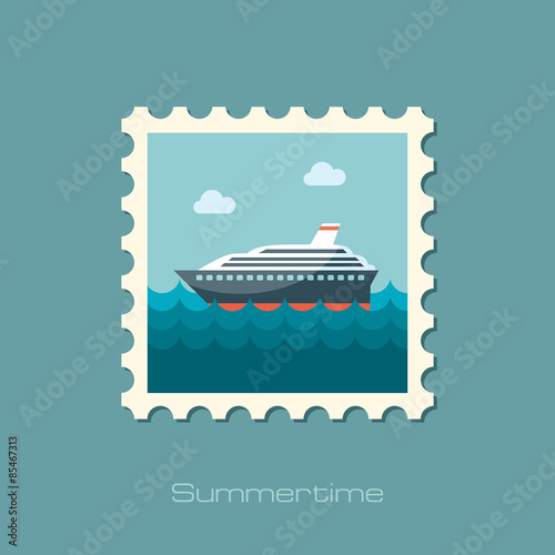 Cruise transatlantic liner ship flat stamp