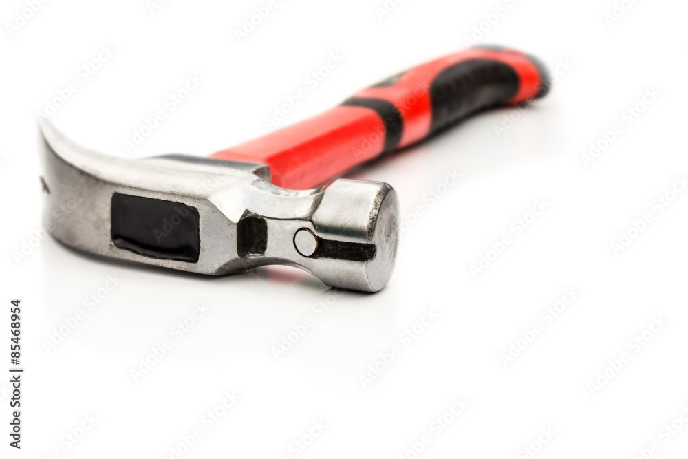 Red steel hammer isolated on white color. Red steel hammer isolated on white color.