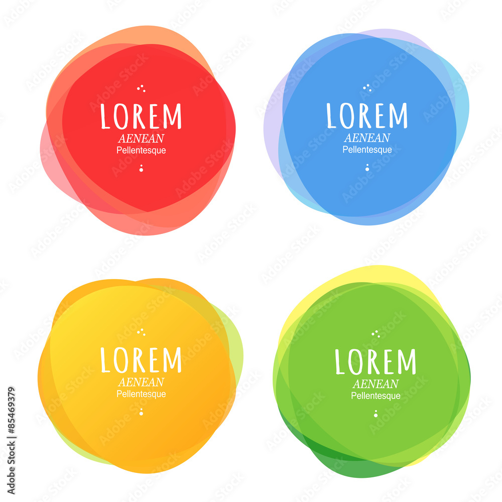 Set of round colorful vector shapes. Abstract vector banners.