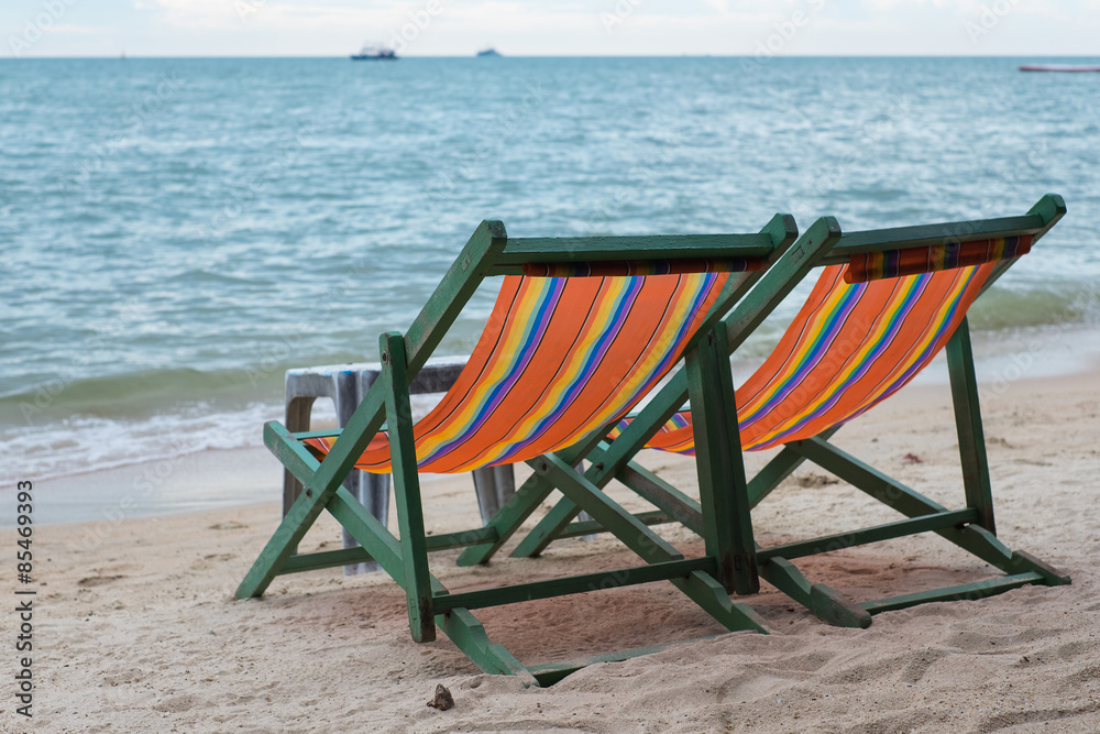Beach chairs at Pattaya beach