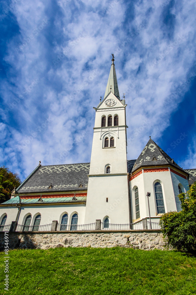 Bled church and sky