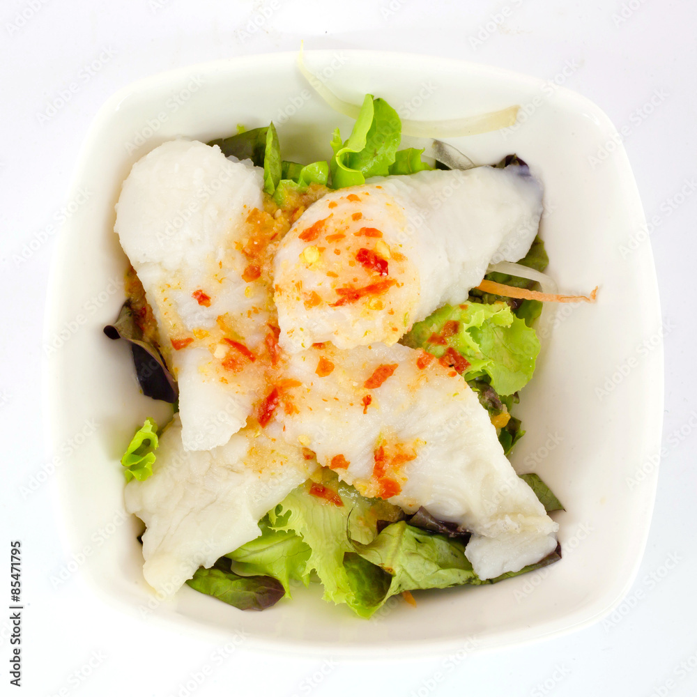 Japanese Salad - lettuce and meat with Japanese salad sauce Japanese Salad - lettuce and meat with Japanese salad sauce