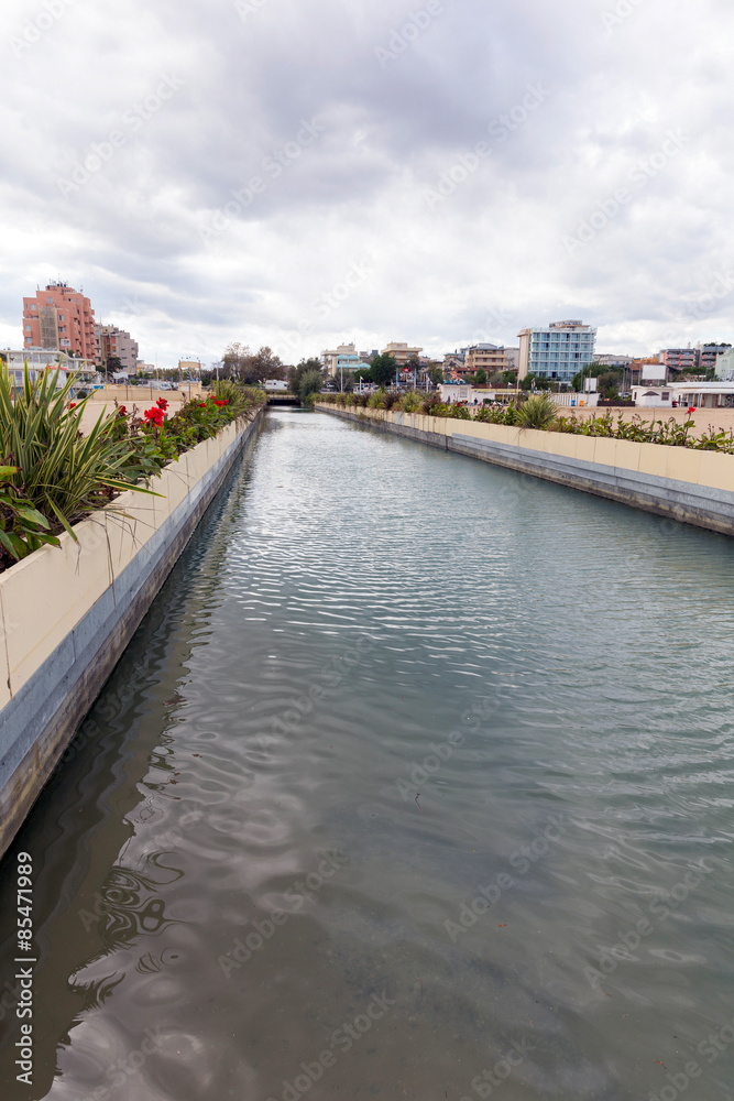 Fototapeta premium Water channel in the resort of Rimini. Italy