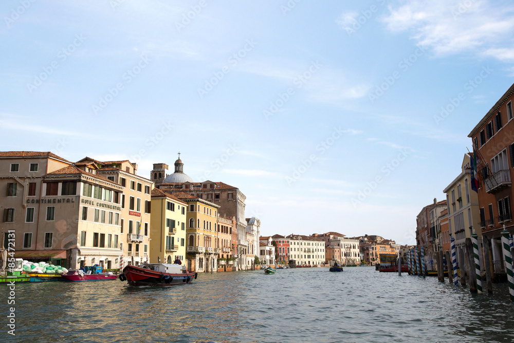 Classic view of Venice with canal and old buildings. Venice is one of the most popular tourist destinations in the world