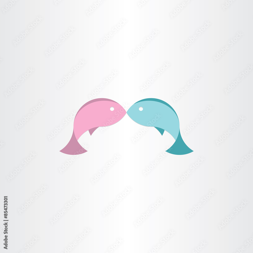 fish in love abstract icon