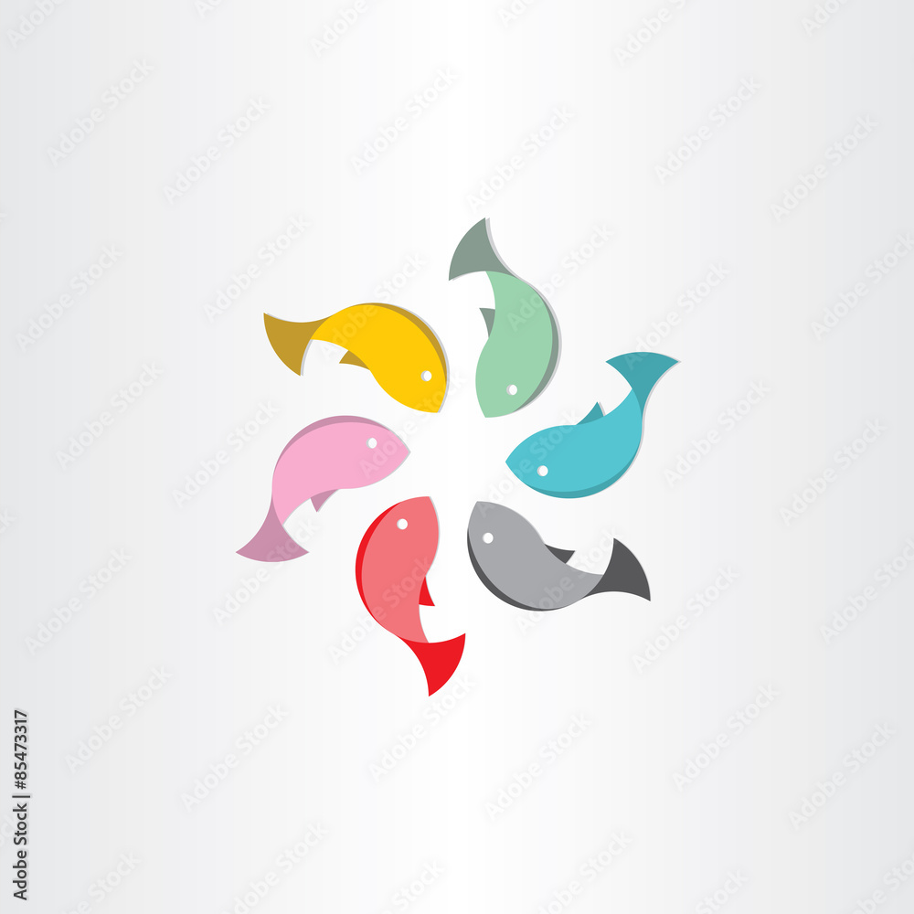 Obraz premium fish in circle abstract vector symbol