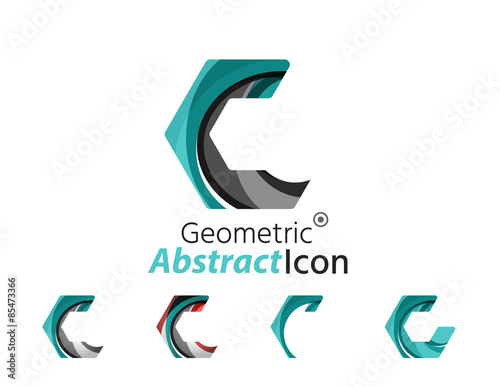 Set of abstract geometric company logo hexagon shapes
