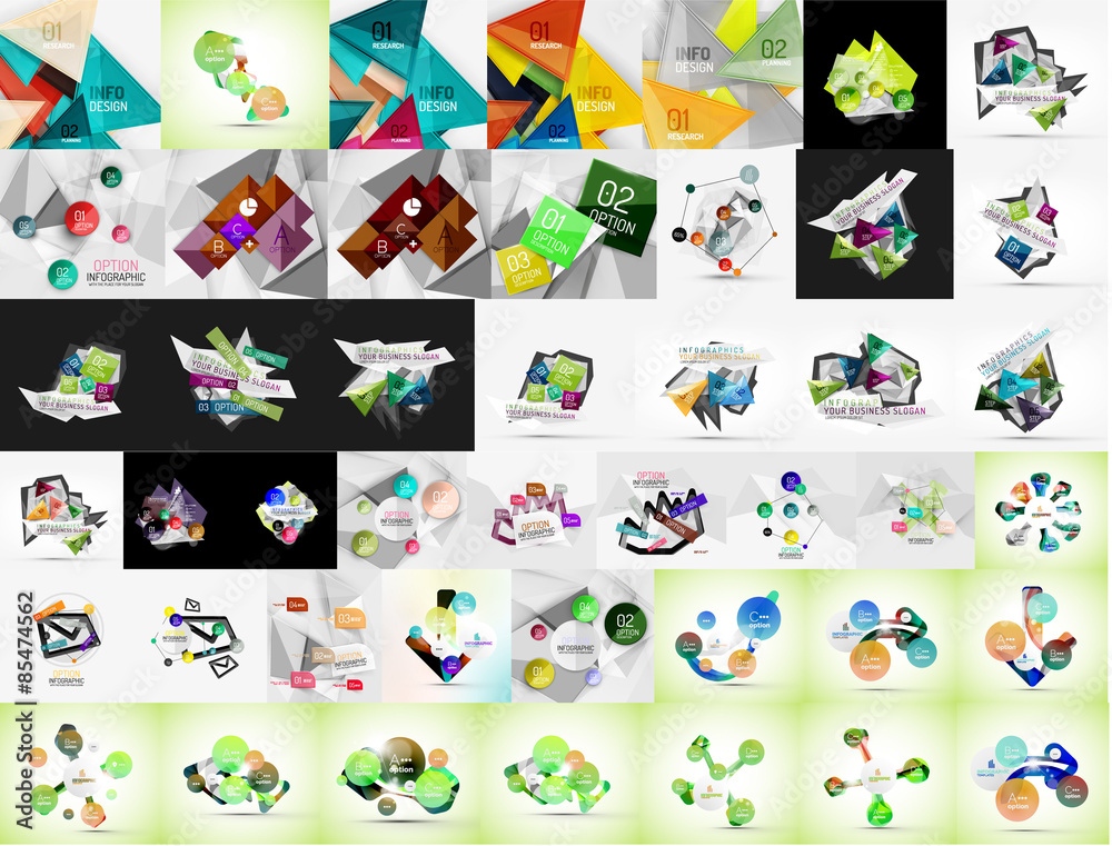 Obraz premium Geometric banners, templates, layouts. Paper graphics. Mega