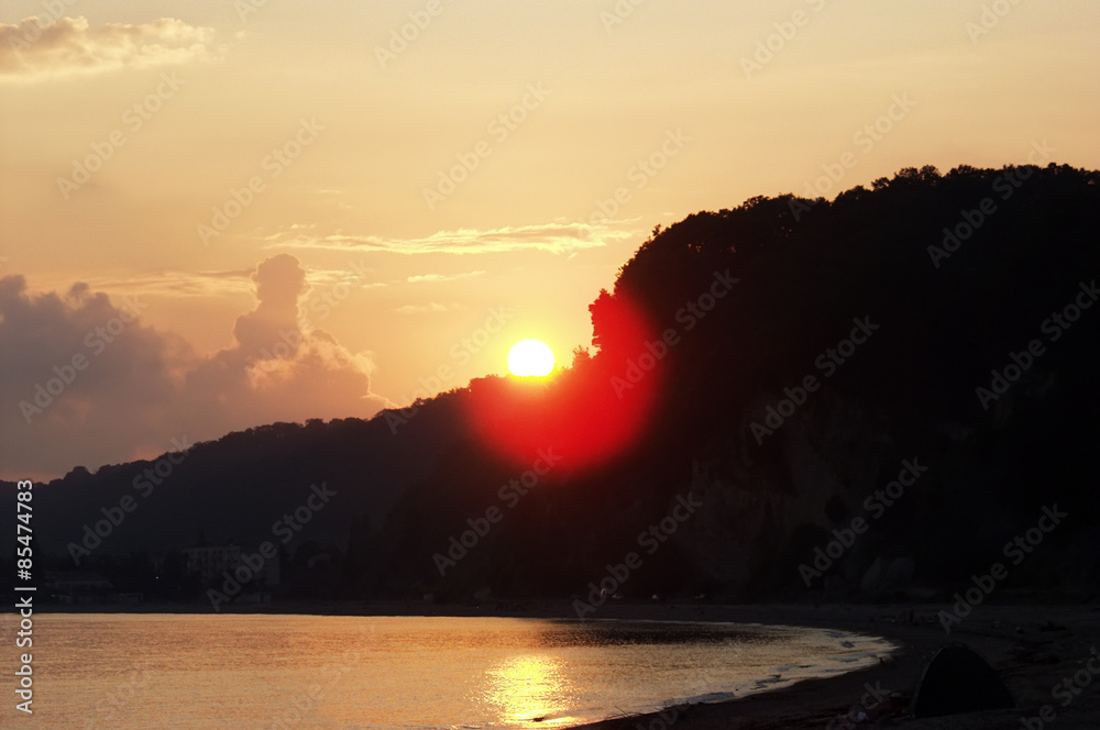 Beautiful sunrise in the sea