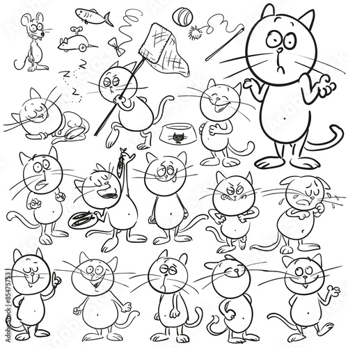 Set of hand drawn cats.