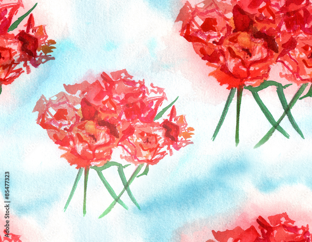 Seamless watercolor roses bouquets background pattern Seamless watercolor roses bouquets background pattern