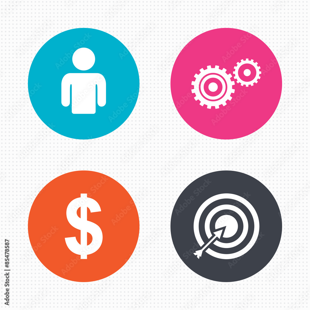 Business signs. Human and aim targer with arrow. Business signs. Human and aim targer with arrow.