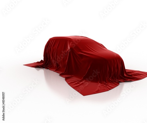 Car covered with velvet. The secret cars. 3D.