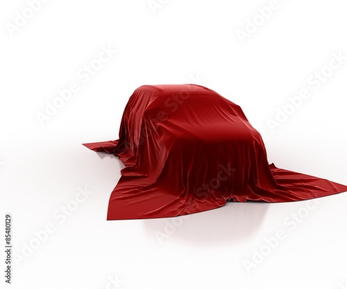 Car covered with velvet. The secret cars. 3D.
