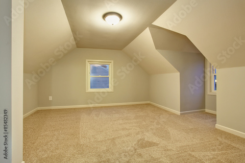 Large bedroom with carpet.