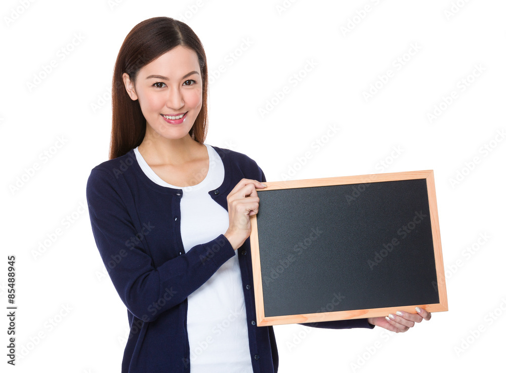 Asian woman show with chalkboard Asian woman show with chalkboard