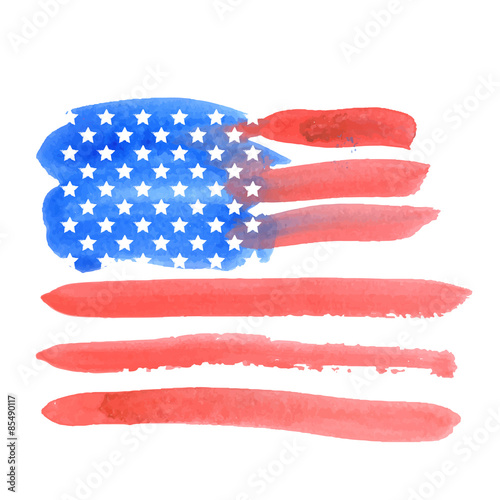 Watercolor american flag. Vector