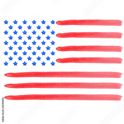 Watercolor american flag. Vector