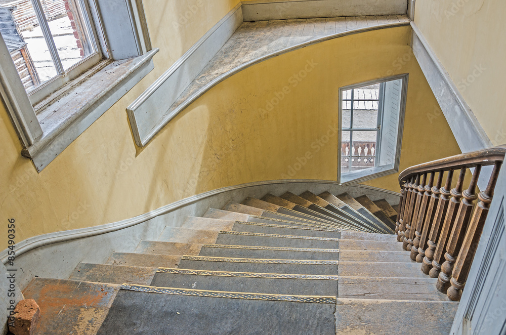 Looking Down the Curved Staircase