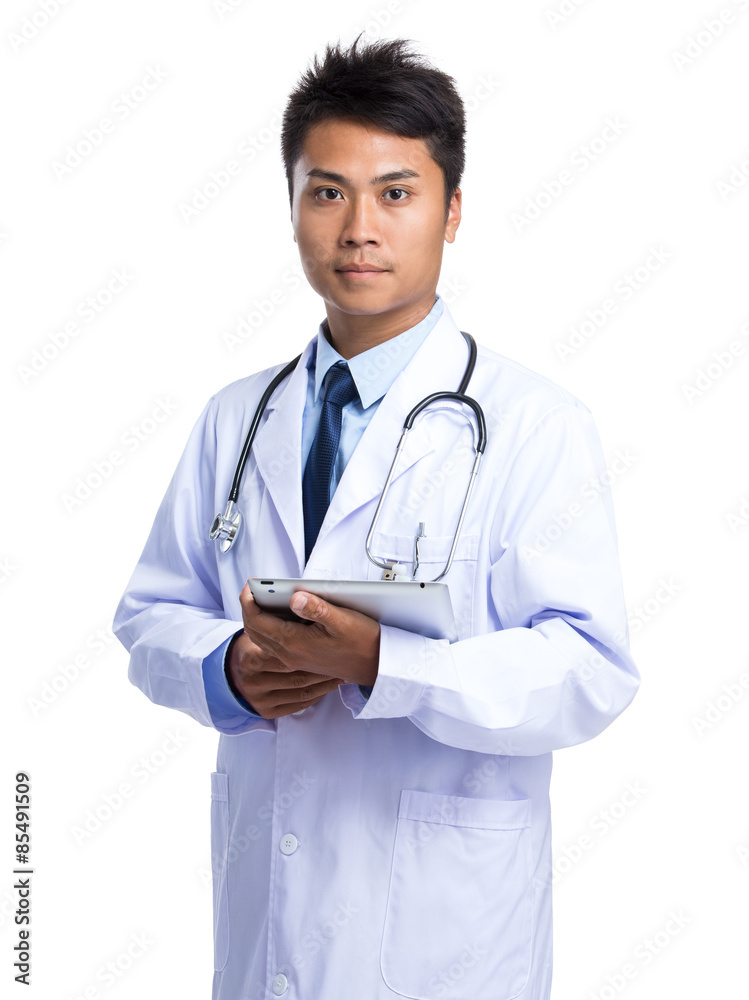 Fototapeta premium Doctor man hold with tablet pc