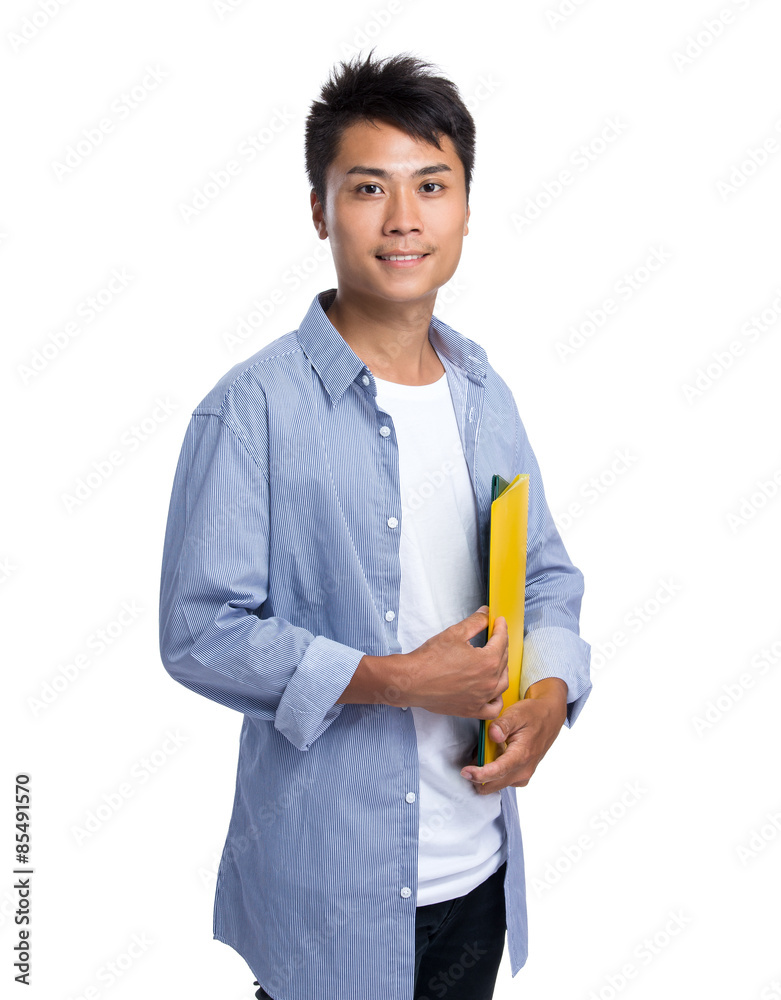 Asian man hold with folder