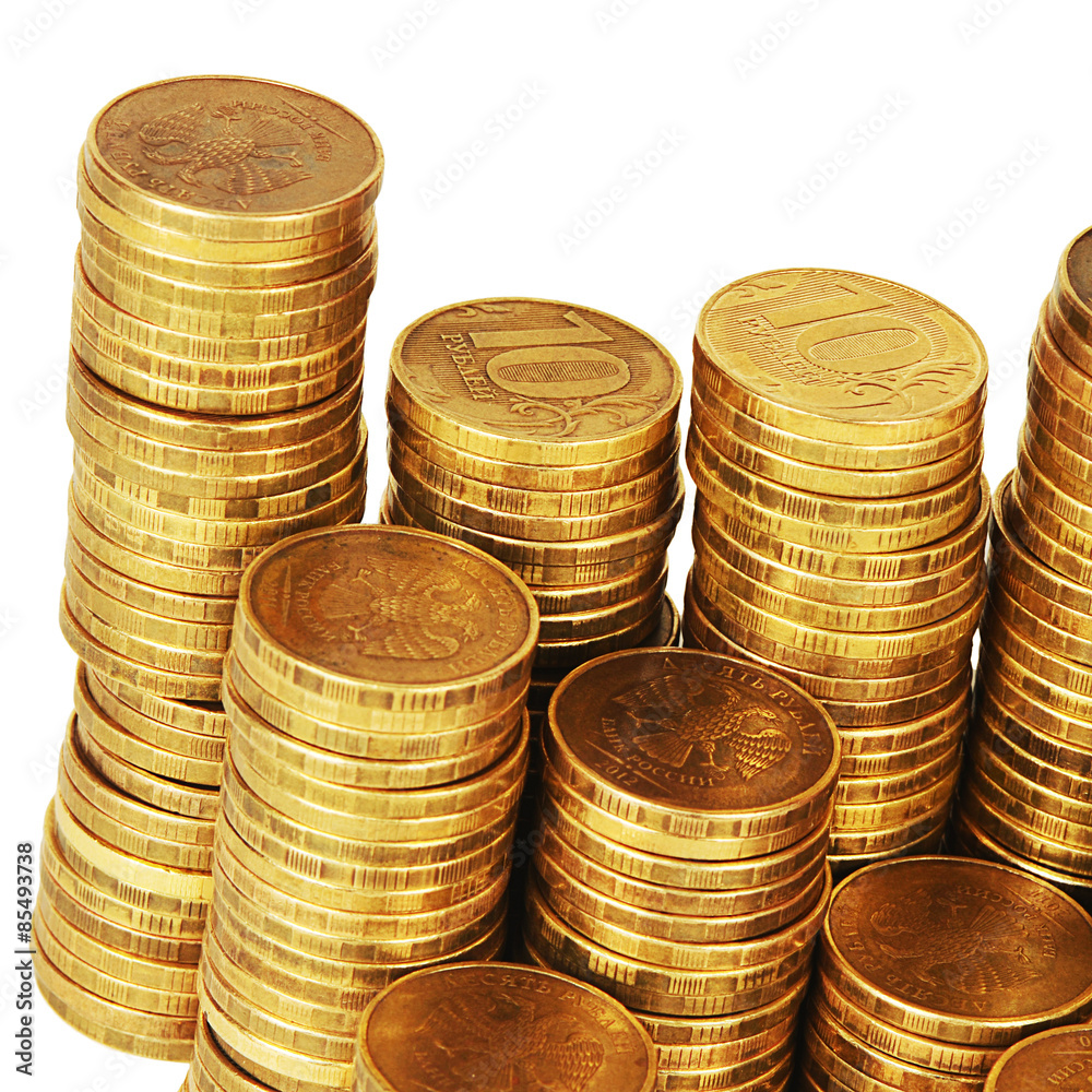 Gold money stack isolated on white Gold money stack isolated on white