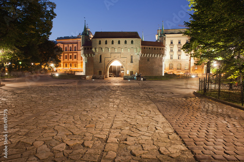 Barbican by Night in Krakow