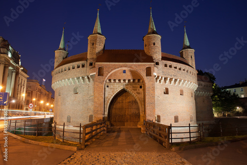 Barbican Fortification by Night in Krakow