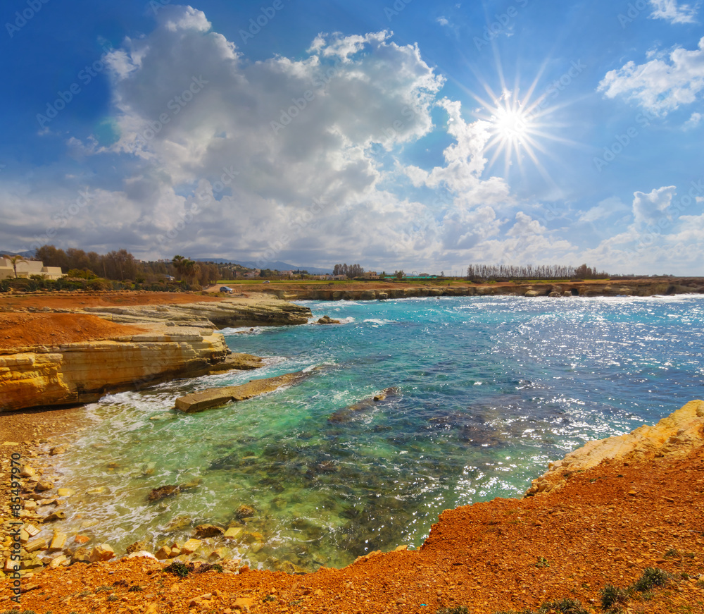 Fototapeta premium beautiful summer sea bay, cyprus
