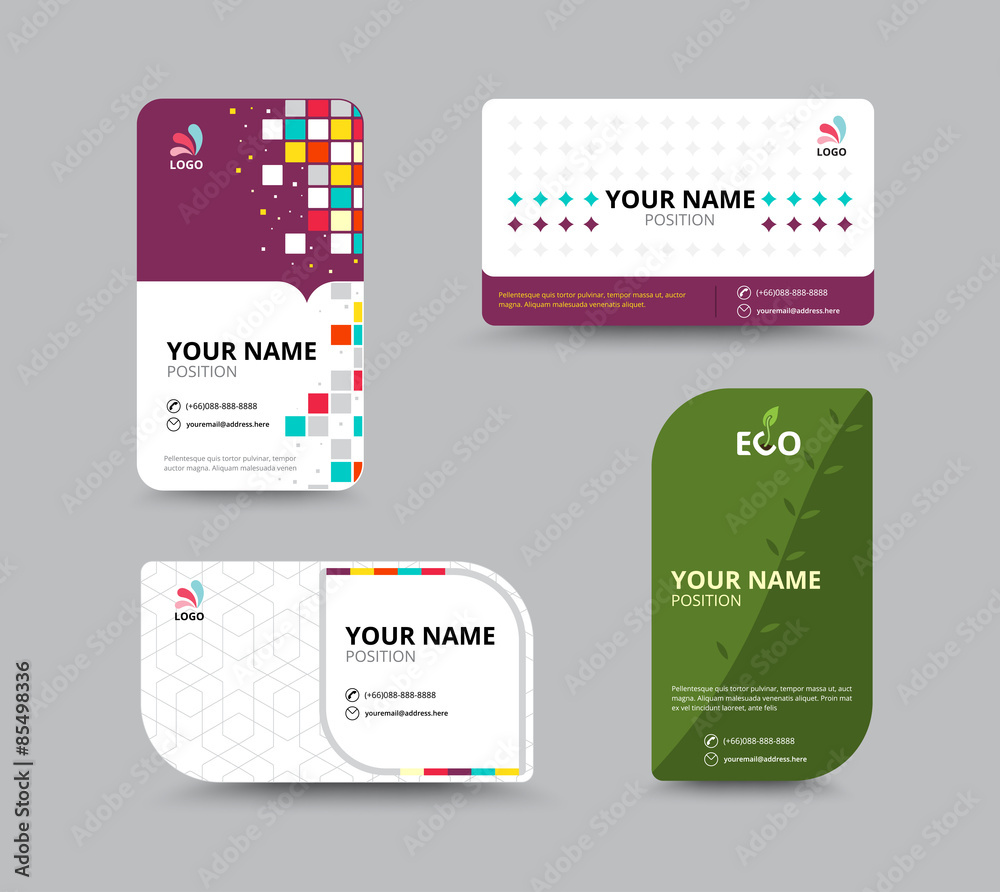 Contact card template. Business name card design set. vector ill