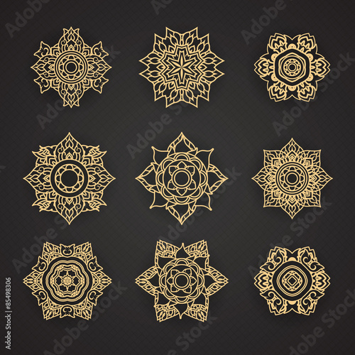 Set of Line Thai art design Vector set