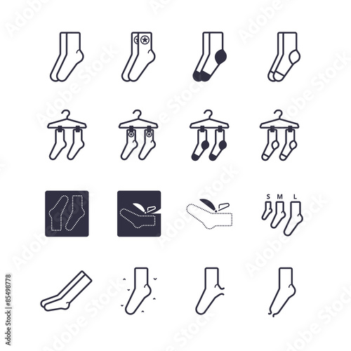Sock linear flat icon set. vector illustration
