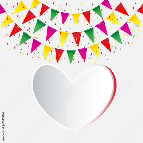 Celebrate banner. party flags with confetti