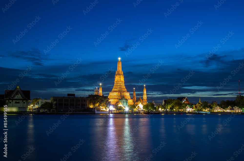 Atmosphere thai temple in twilight time