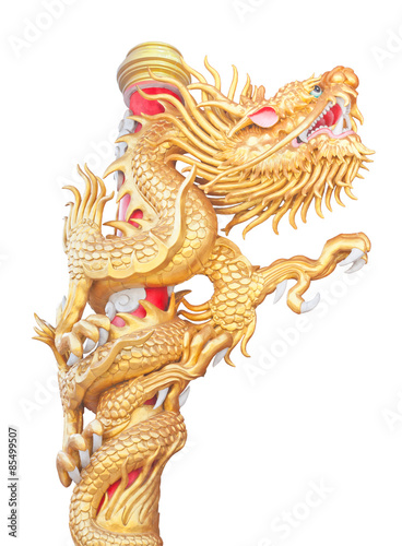 Chinese style Dragon statue isolated on white background