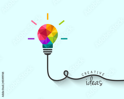 Low poly lightbulb as creative idea concept