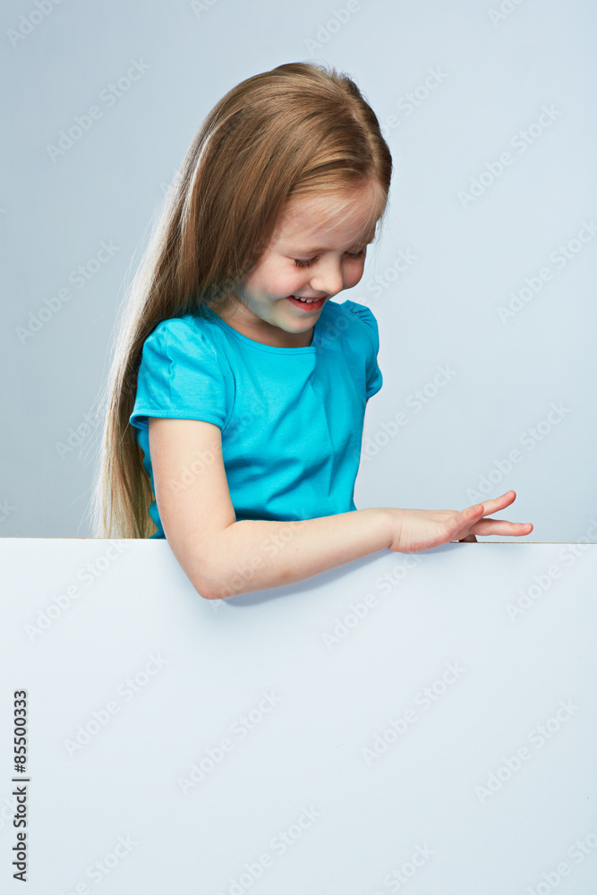 Girl child with white board. Isolated portrait. Girl child with white board. Isolated portrait.