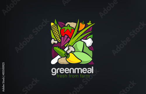 Mix Vegetables Logo design vector template square shape...Vegeta