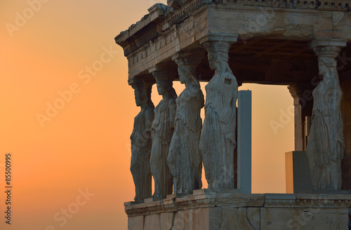 Caryatides, Erechteion, Parthenon on the Acropolis in Athens, Greece