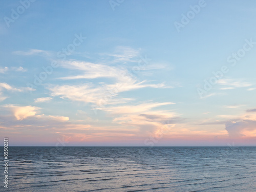 Cloudy blue sky and the sea