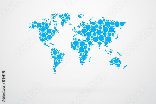 Blue Dots World Map Vector