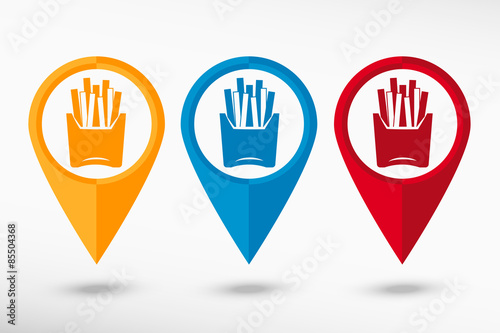 Fried potatoes icon map pointer, vector illustration. Flat desig