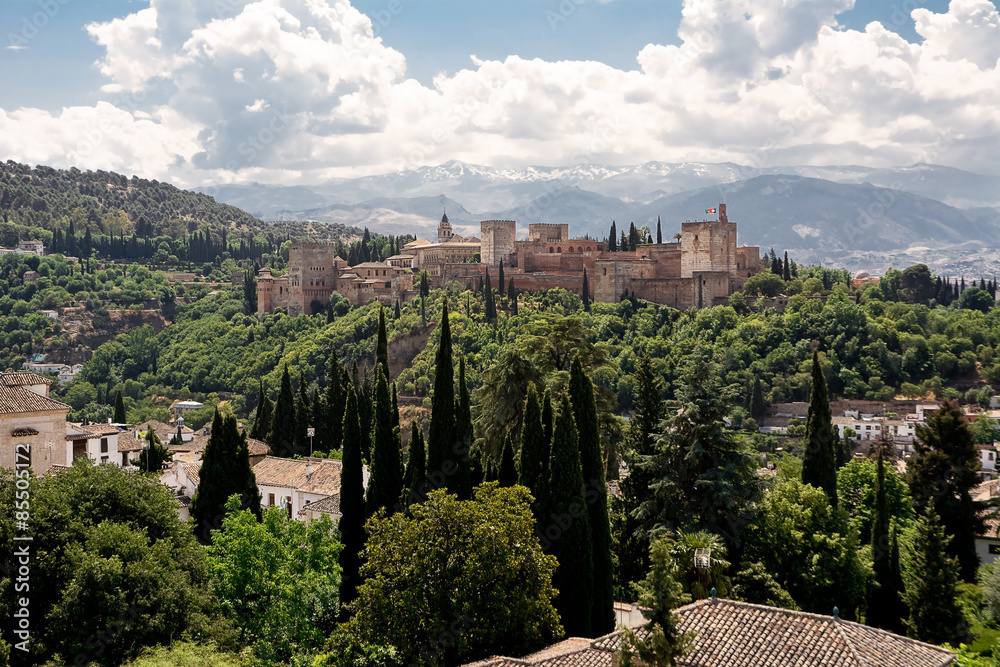 Alhambra, famous fortification in Granada (Spain)