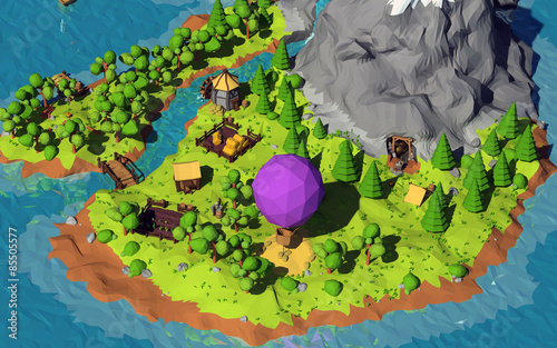 Plakat Low poly island