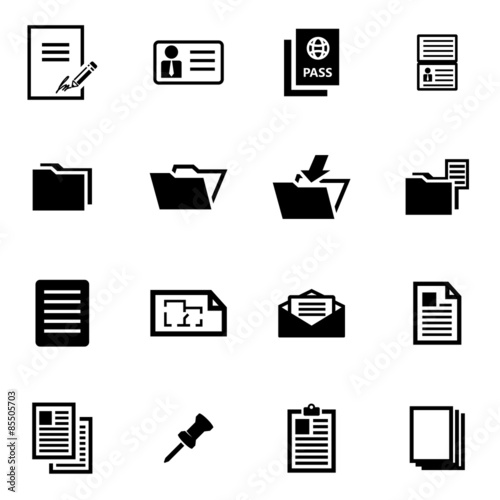 Vector black document icon set