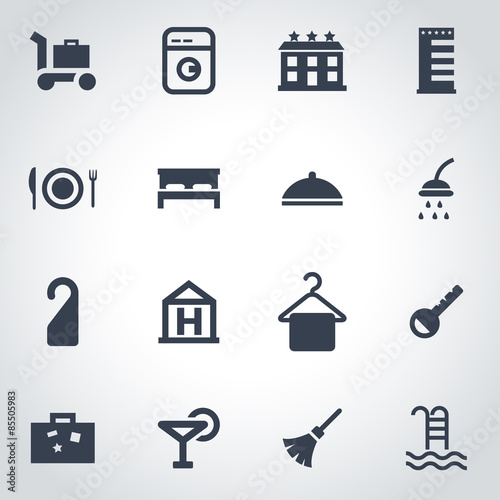 Vector black hotel icon set